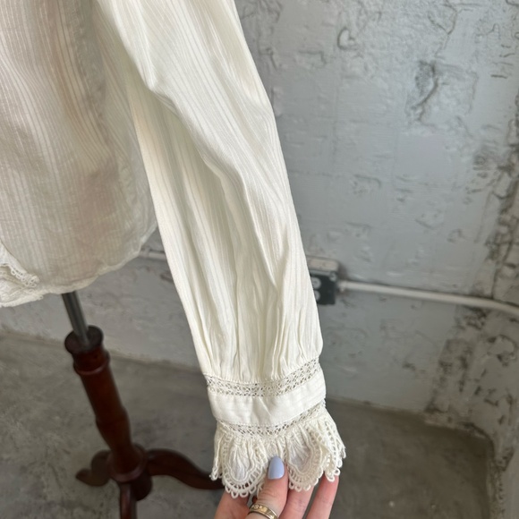 Sézane Chemise Marianella Scalloped White Victorian Blouse SIZE 4 - Picture 6 of 13